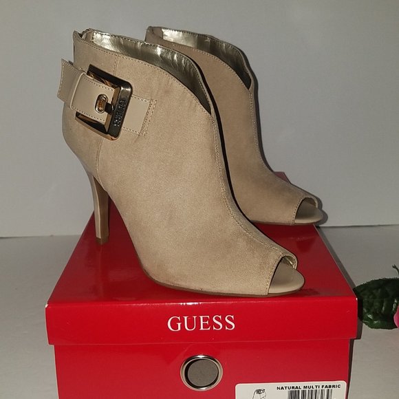 NIB 60% OF Guess Dakayla Suede Open Toe Bootie Beige 7 MSRP $135 - Picture 7 of 8